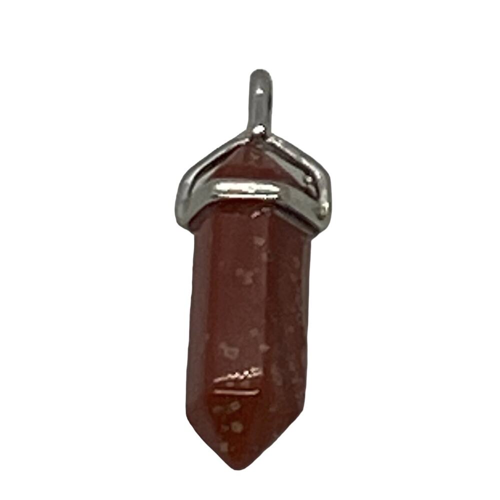 Crystal Quartz Gold Sand Pendant 1.75” Double Terminated Hexagonal Point Silver - Picture 7 of 16
